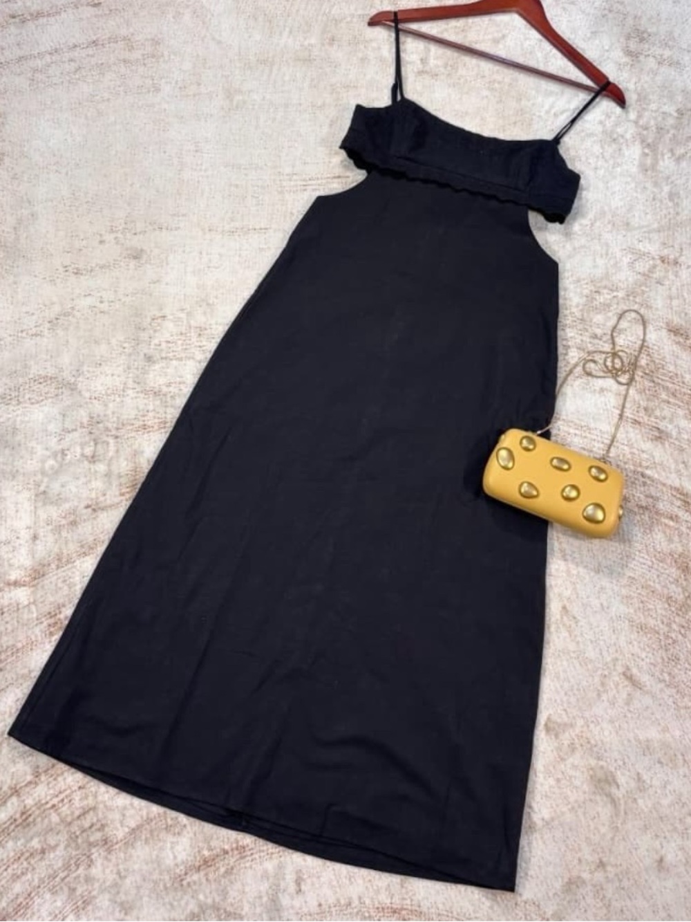 Zara Black Strapless Ruffle Midi Dress